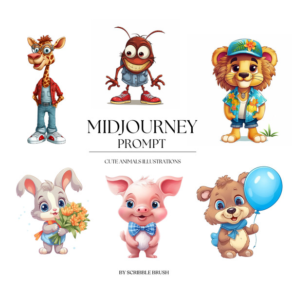 Animals Characters Clip art AI Prompt.png