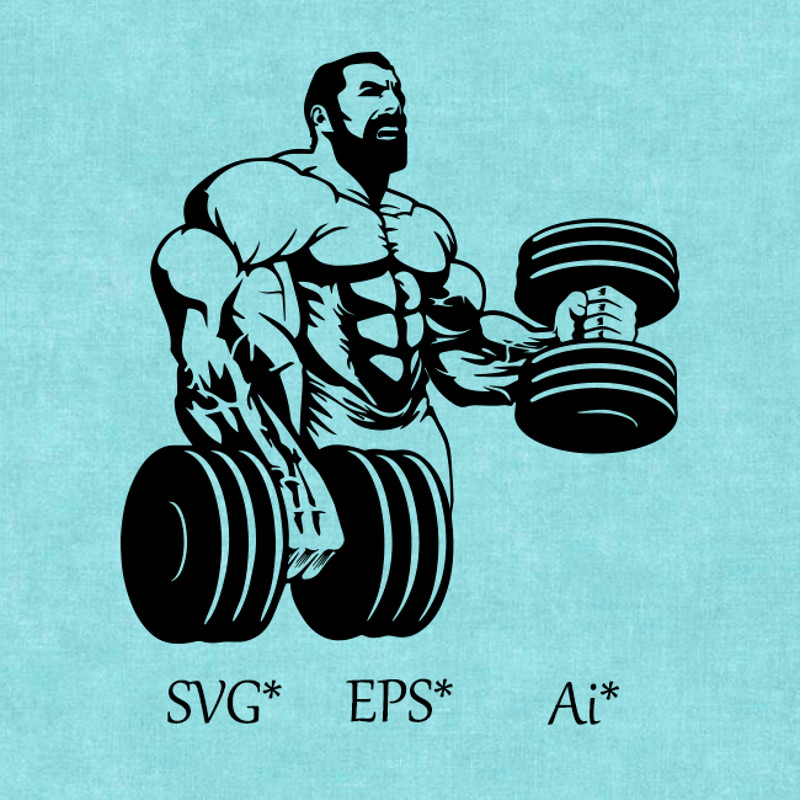 Sportsman SVG Man Fitness Gym Workout Crossfit Bodybuilder Coach Sport Muscle  Digital SVG EPS AI