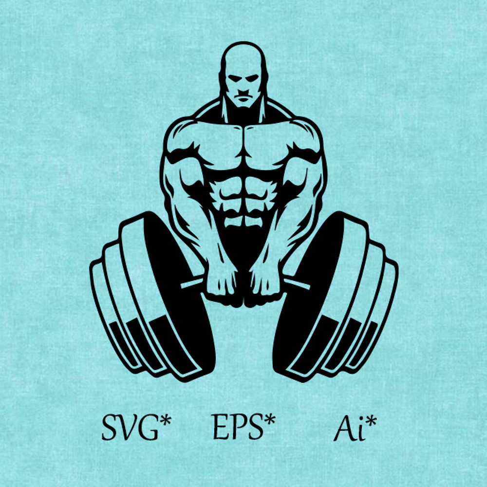 SVG Athlete Man With A Barbell Fitness Gym Workout Crossfit Bodybuilder Trainer Muscles Digital SVG EPS AI