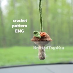 amigurumi crochet mushroom PDF pattern, car charm pattern easy DIY, fall decor DIY keychain toy by KnittedToysKsu