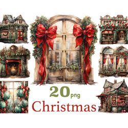 Christmas Scenes Clipart PNG | Winter House Illustration