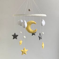 Baby Gender Neutral. Yellow Cloud Baby Mobile