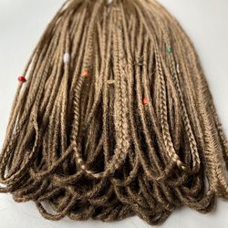 Brown to light brown synthetic crochet de se dreads, Faux fake dreads extensions, Double or Single dreadlocks, faux locs