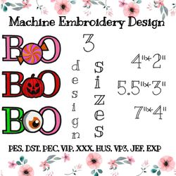 embroidery design boooo halloween lettering