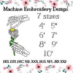 nike halloween daisy skeleton hand embroidery design
