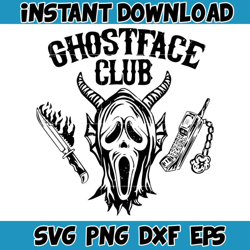 Ghostface Club SVG, Horror svg, Halloween svg, Horror Film Club svg , Horror Characters SVG, Horror Sublimation Design, svg files for cricut.jpg