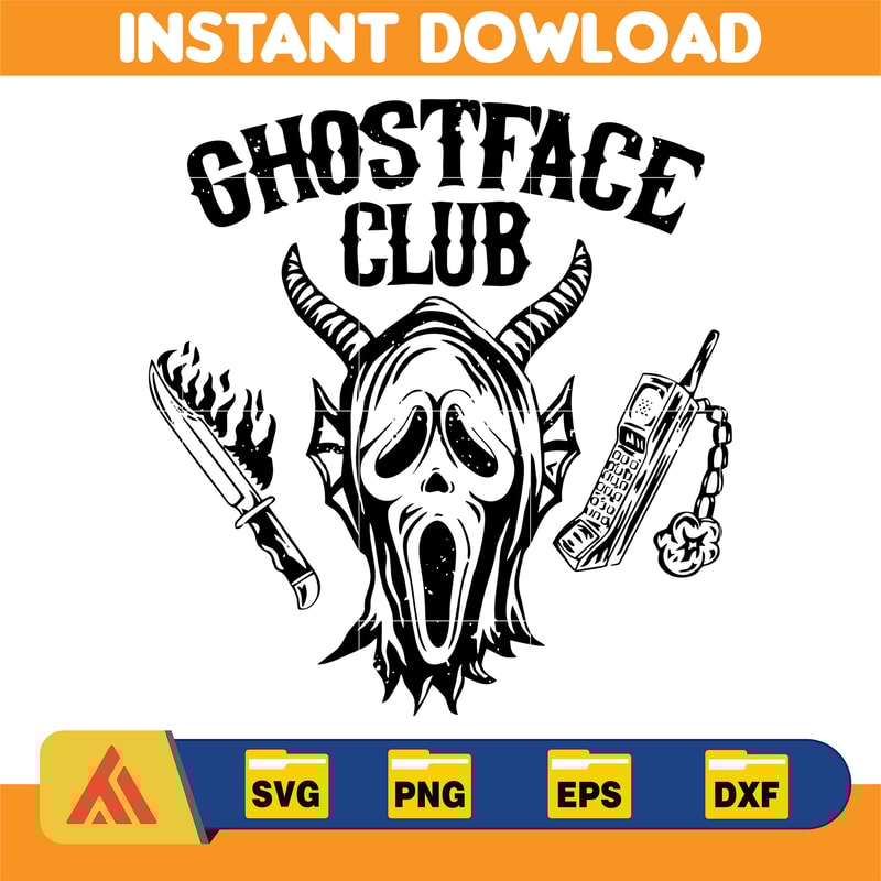 Ghostface Club SVG, Horror svg, Halloween svg, Horror Film Club svg , Horror Characters SVG, Horror Sublimation Design, svg files for cricut.jpg