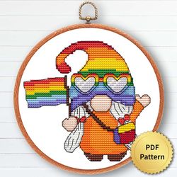 LGBT Gnome Cross Stitch Pattern