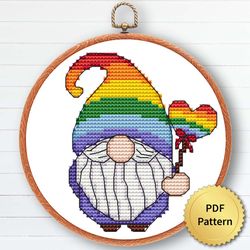 LGBT Gnome Cross Stitch Pattern