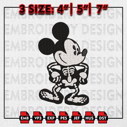 Mickey Skeleton Halloween Embroidery files, Disney Halloween Embroidery Designs, Halloween Machine Embroidery Pattern