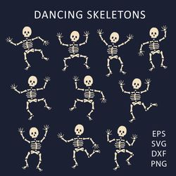 Dancing skeletons bundle, SVG files for Cricut, Skeleton dancing, Silhouette DXF, Happy Halloween, cut files
