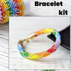 Rainbow Beaded Bracelet Kit-DIY Jewelry, Colorful Bead Crochet Kit for Crafting, DIY Jewelry Kit-Make Your Own Bracelet