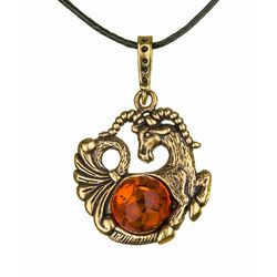 Amber Capricorn Zodiac Necklace Capricorn Pendant Gold Baltic Amber Pendant Jewelry For Women Men Christmas Gift Friend