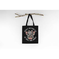easily distracted by dogs and books tote bag, tote bag gift, book tote bag, reusable bag, grocery bag, dog lover tote ba