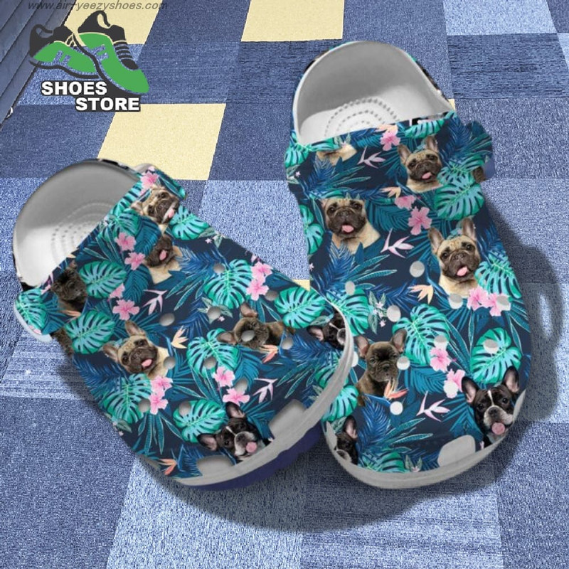 Camo French Bulldogbulldog Tropical Leaf Pattern Dog Mom Gift Crocs Shoes.jpg