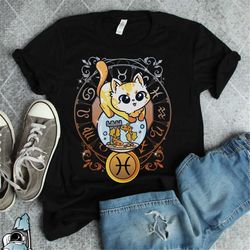 pisces shirt, pisces cat zodiac shirt, pisces gift, pisces cat, zodiac sign shirt, pisces astrology cat gift, pisces hor