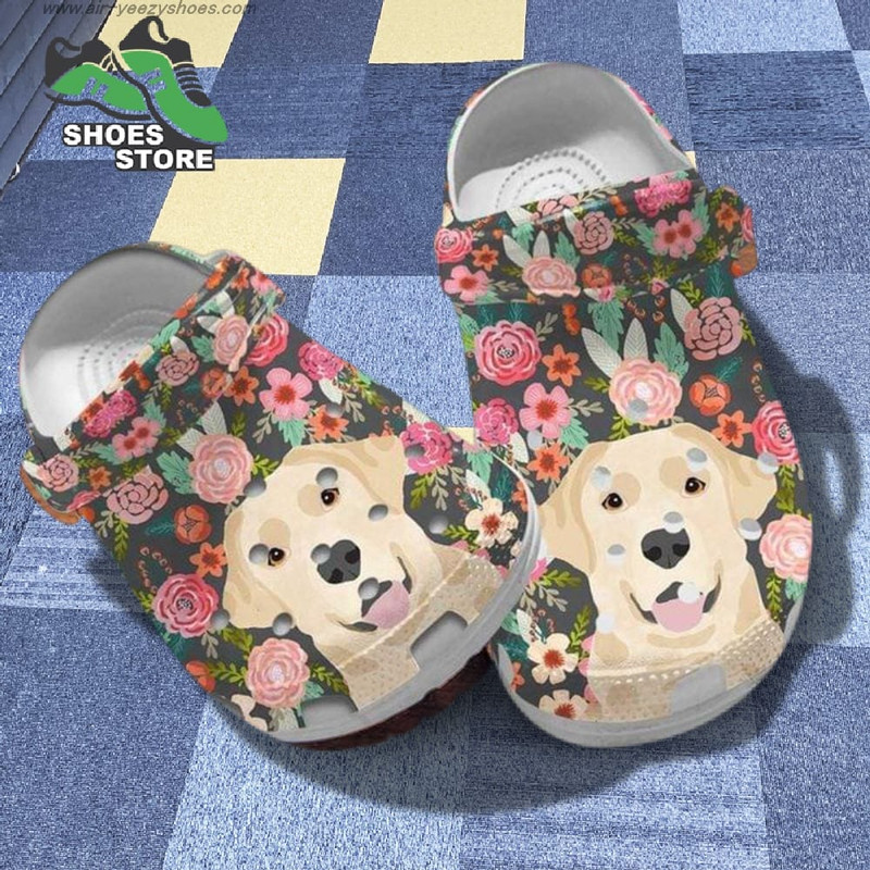 Floral Labrador Slippers Flowers Labrador Dog Art Owner Dog Mom Gift Crocs Shoes.jpg