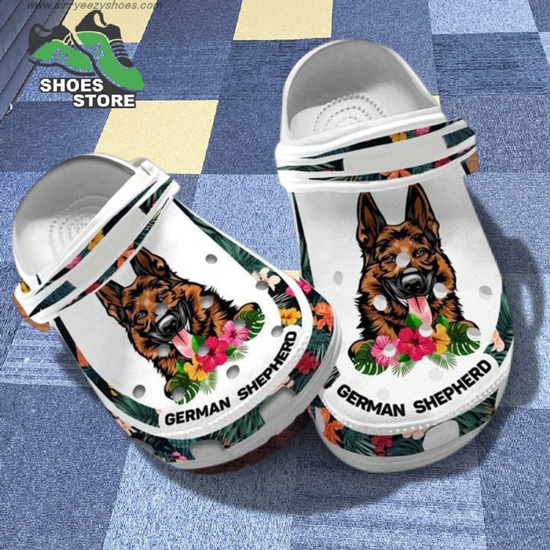 German Shepherd Crocs, Dog Mom Hibiscus Flowers Gifts.jpg
