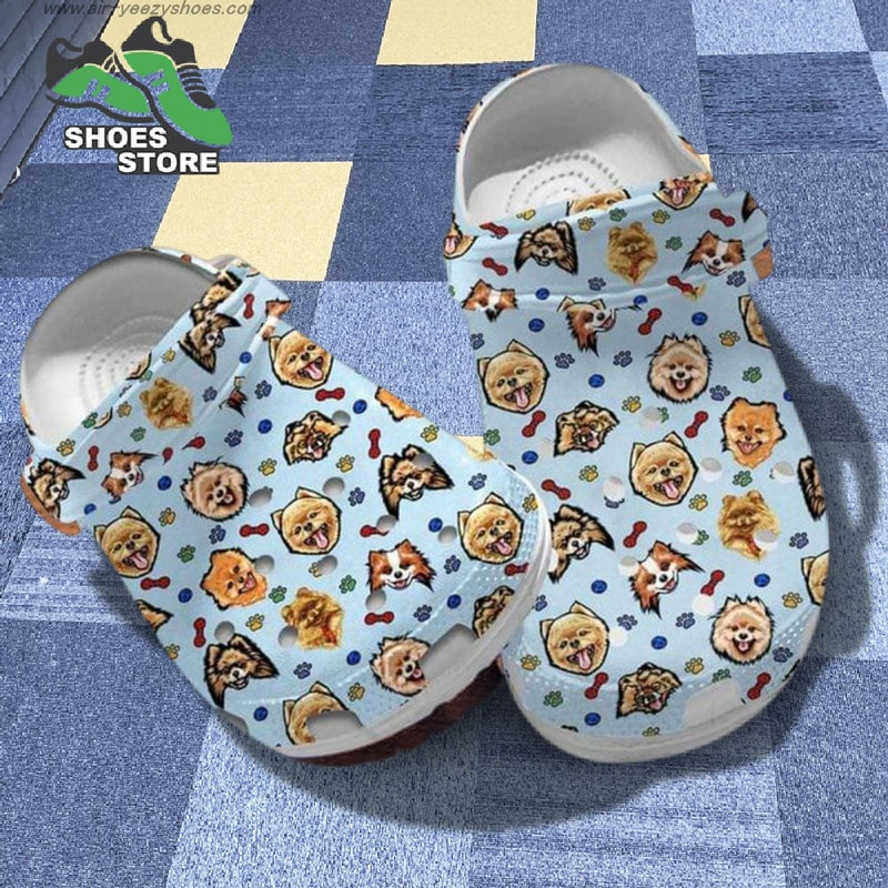 Pomeranian Dog Pattern Printeds Dog Mom Pomeranian Fans Crocs Shoes.jpg