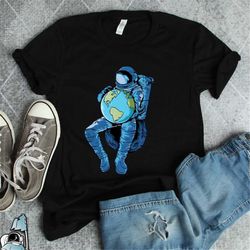 astronaut shirts, astronaut holding planet earth, earth shirts, outer space shirt, space gifts, astronaut gifts, science