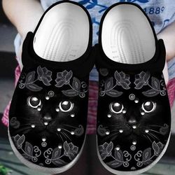 black cat lovers crocs clog shoes, animal crocs, cat crocs, black cat crocs, black cat, black cat animal