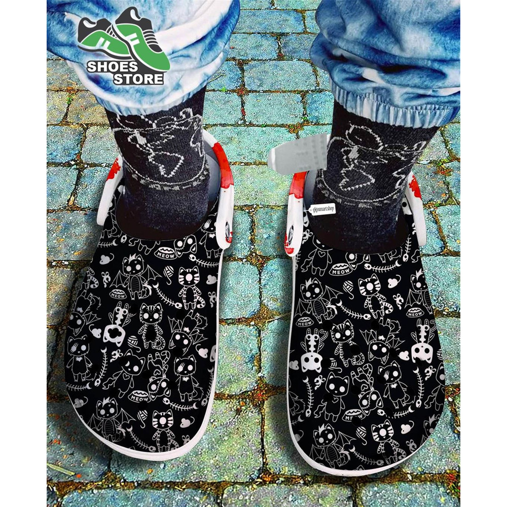 Cat Skeleton Skull Crocs Shoes, Halloween Sticker Crocs Shoes.jpg