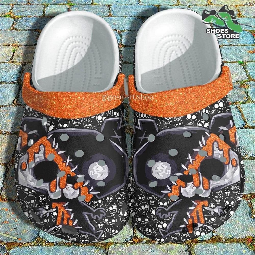 Funny Cat Bear Crocs Shoes, Night Skull Pattern Crocs Shoes Brother.jpg