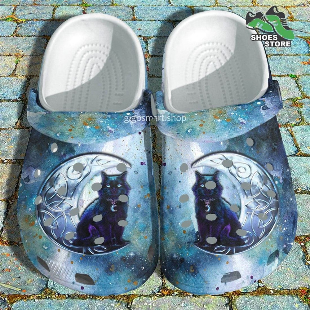 Galaxy Zodiac Cat Crocs Shoes, Mystery Night Black Cat Crocs Shoes Thanksgiving.jpg