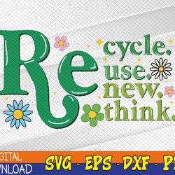 Earth Day Recycle Reuse Renew Rethink Crisis Environmental Svg, Eps, Png, Dxf, Digital Download