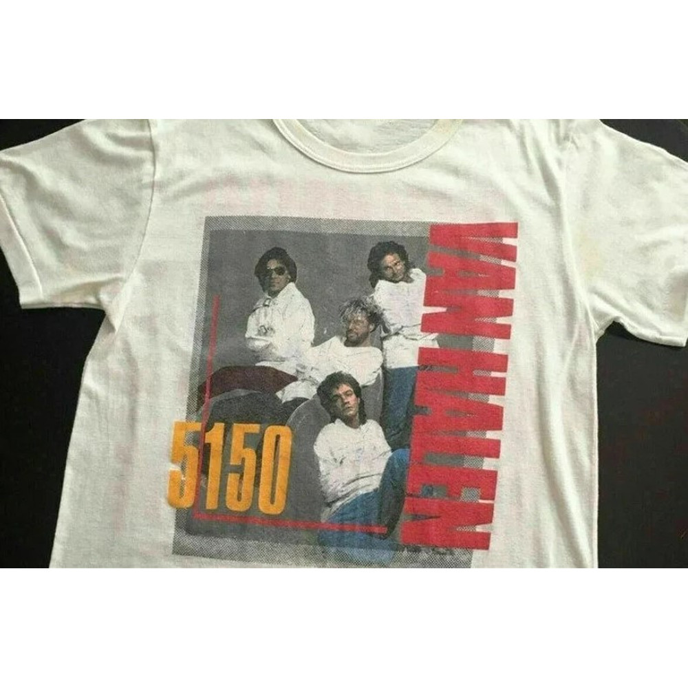 Van Halen Hagar 5150 Tour 1986 Concert White Men T-Shirt.jpg