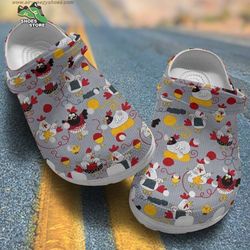 chibi chickens het classic clog, chickens knitting band clog, gift for mom crocs shoes, animal crocs, chickens crocs