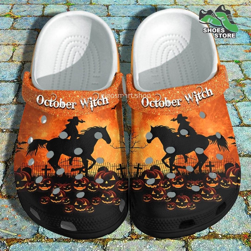 Cow Boy Halloween Horse Crocs Shoes, October Witch Halloween Night Crocs Shoes.jpg