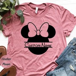 custom minnie and mickey shirts, disney couples shirt, personalized name monogram minnie and mickey shirt