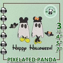 halloween cartoon mouse embroidery design, happy halloween embroidery design, creepy bats embroidery file, cute ghost em