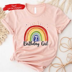 custom year old birthday girl shirt, rainbow birthday tshirts, kids birthday party shirt, birthday countdown, youth todd