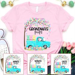 custom grandma's peeps easter shirt, personalized easter shirt, mom nana gigi mimi easter's day shirt, custom kids name
