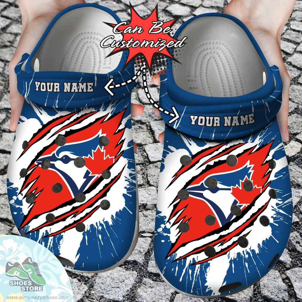 Personalized Toronto Blue Jays Ripped Claw Clog Shoes, Baseball Crocs Shoes.jpg