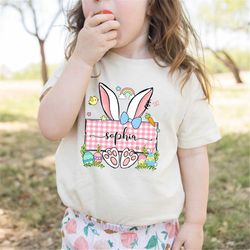 kids easter shirt, personalized name kids shirt, custom easter bunny shirt with name, monogram easter shirt, custom east