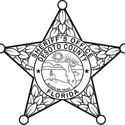 FLORIDA  SHERIFF BADGE DESOTO COUNTY VECTOR FILE Black white vector outline or line art file