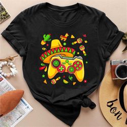 funny video gamer cinco de mayo boys kids let's fiesta party t-shirt