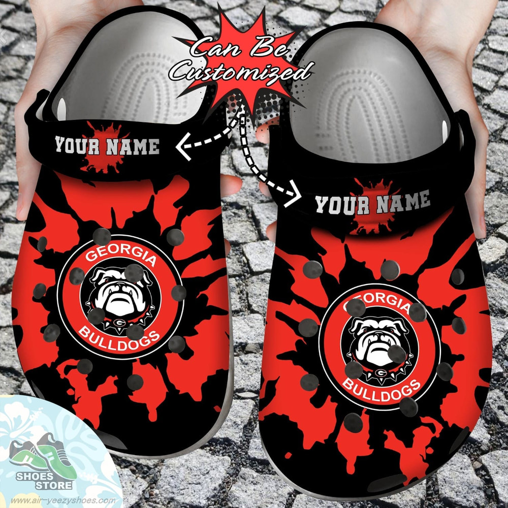 Personalized Georgia Bulldogs University Team Colors Splash Clog Shoes, Sport Crocs Shoes.jpg