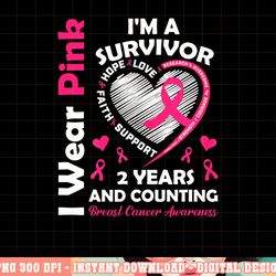 2 years cancer free i wear pink i'm a breast cancer survivor t-shirt copy