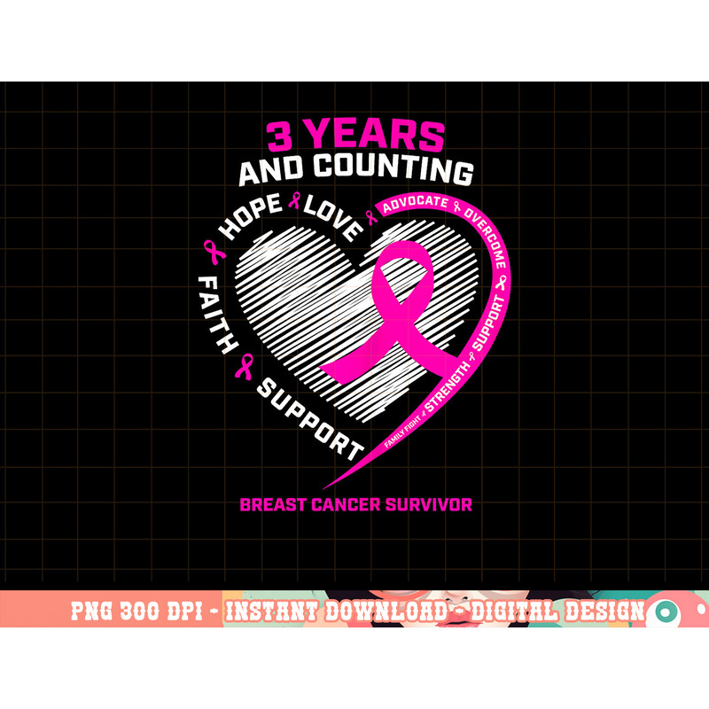 3 Years Cancer Free Gifts Women Pink Breast Cancer Survivor T-Shirt copy.jpg