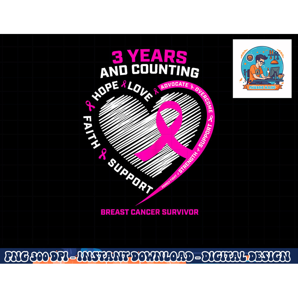 3 Years Cancer Free Gifts Women Pink Breast Cancer Survivor T-Shirt copy.jpg