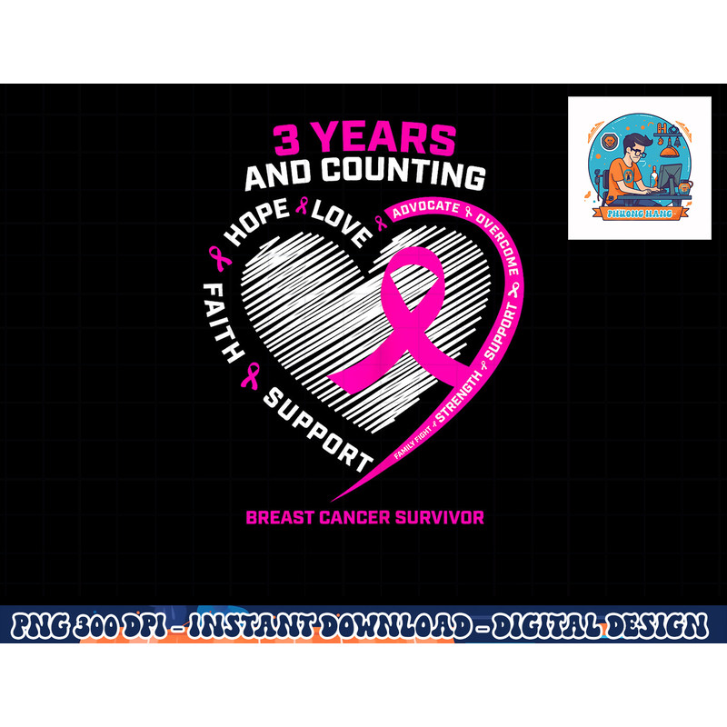 3 Years Cancer Free Gifts Women Pink Breast Cancer Survivor T-Shirt copy.jpg