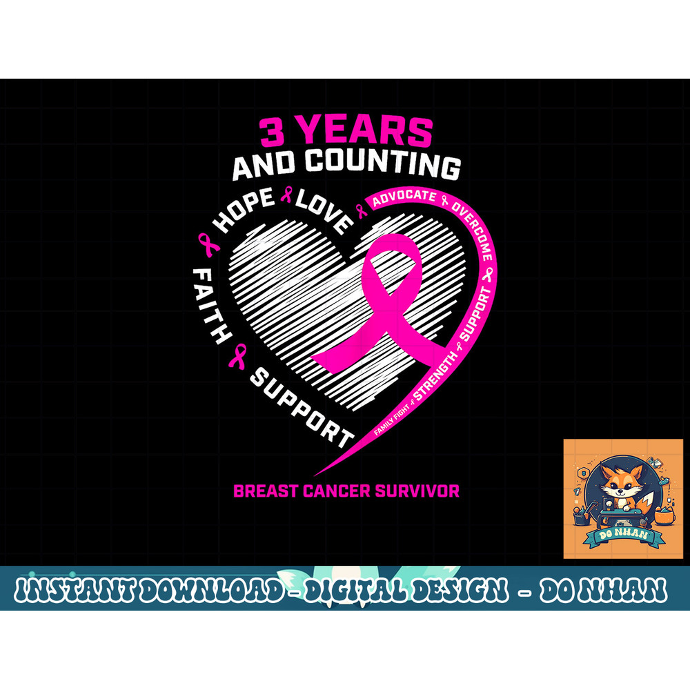 3 Years Cancer Free Gifts Women Pink Breast Cancer Survivor T-Shirt copy.jpg