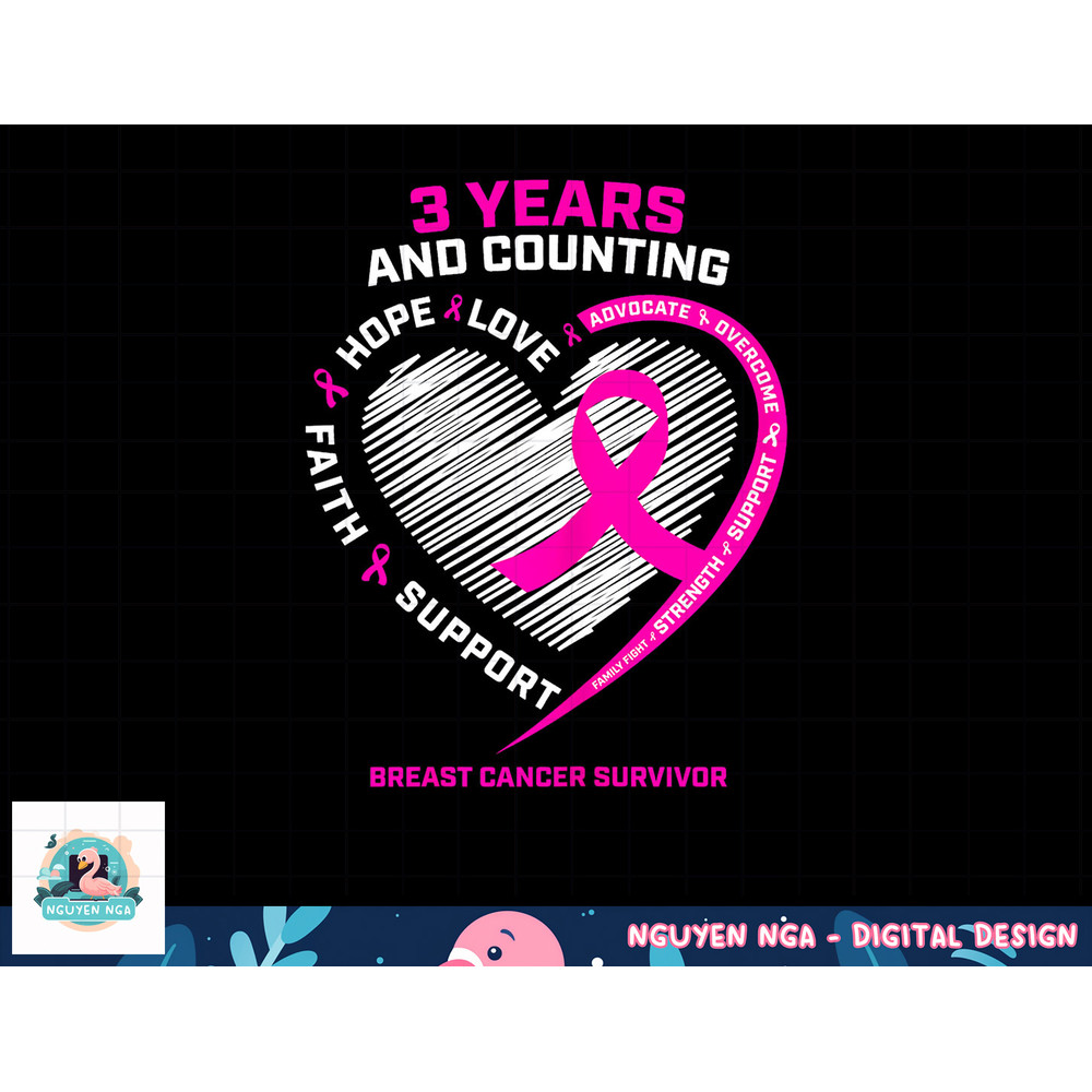 3 Years Cancer Free Gifts Women Pink Breast Cancer Survivor T-Shirt copy.jpg