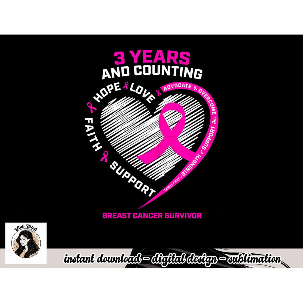 3 Years Cancer Free Gifts Women Pink Breast Cancer Survivor T-Shirt copy.jpg