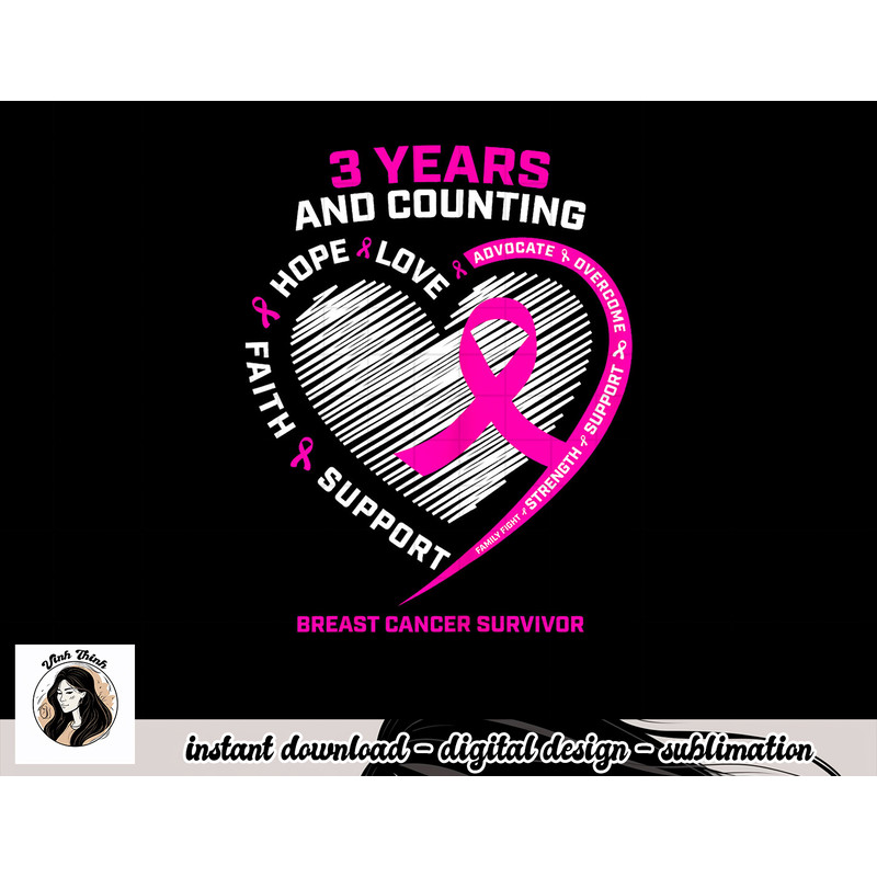 3 Years Cancer Free Gifts Women Pink Breast Cancer Survivor T-Shirt copy.jpg