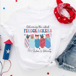 4th of july labor and delivery nurse shirt, l&d nurse tshirt, american land d nurse tee 4th july firecracker ld patrioti